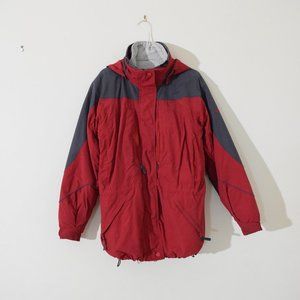 COLUMBIA Red 3-in-1 Winter Hooded Parka Ski Jacket | Size M